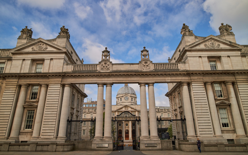 Leinster House, die Regierungsgeb&auml;ude in Dublin im Georgian Quarter